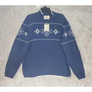 Old Ranch Nordic Sweater Womens XXL Blue‎ Snowflake 1/4 Zip Cotton Blend NWT